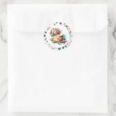 Sticker Rond Gâteau d'anniversaire Shabby Chic Floral (Sac)