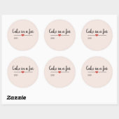 Sticker Rond Gâteau dans un Jar bleu rose script personnalisé C (Feuille)