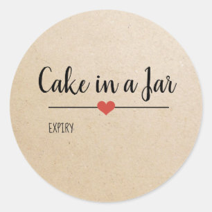 Sticker Rond Gâteau dans un script Jar kraft personnalisé