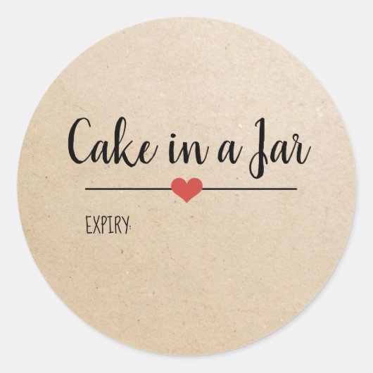 Sticker Rond Gâteau dans un script Jar kraft personnalisé (Devant)