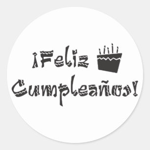 Sticker Rond gâteau d'arriba de cumpleanos de feliz