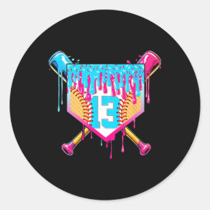 Sticker Rond Gâteau de 13e anniversaire garçon glace molle 13 a