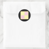 Sticker Rond Gâteau de Battenburg. Rose et Jaune. (Sac)