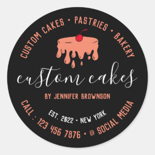 Sticker Rond Gâteau de chef de pâtisserie à la crème qui dégoul