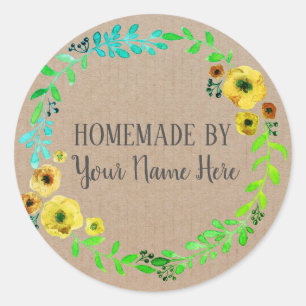 Sticker Rond Gâteau de cookie fait maison Couronne de fleurs ar