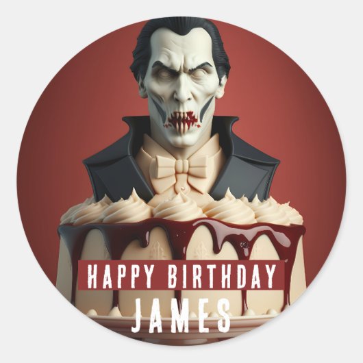 Sticker Rond Gâteau de crème à thème Dracula Vampire - Annivers (Devant)