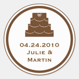 Sticker Rond gâteau de fête Brown mariage faveur tag sceau étiq