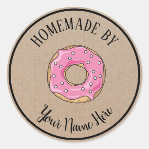 Sticker Rond Gâteau De Gâteau De Donut Fait Maison Par Artisana