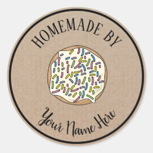 Sticker Rond Gâteau De Gâteau De Donut Fait Maison Par Artisana