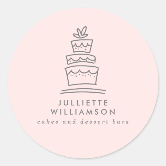 Sticker Rond Gâteau de mariage aquarelle dessiné à la main (Devant)