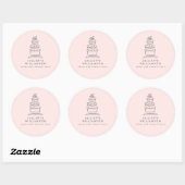Sticker Rond Gâteau de mariage aquarelle dessiné à la main (Feuille)