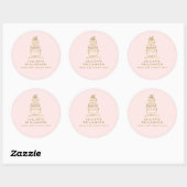 Sticker Rond Gâteau de Mariage Aquarelle Dessiné à la Main (Feuille)
