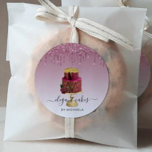Sticker Rond Gâteau de Mariage Paillettes Coulée Bourgogne Boul