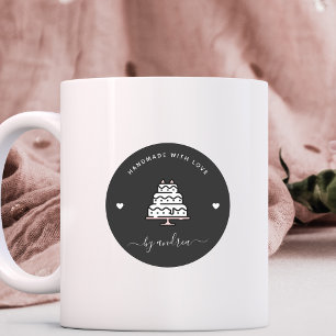 Sticker Rond Gâteau de Mariage sur Mesure Fait Main avec Amour 