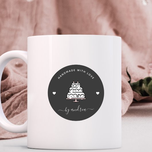 Sticker Rond Gâteau de Mariage sur Mesure Fait Main avec Amour