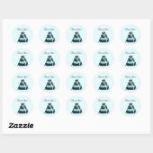 Sticker Rond Gâteau de Mariage Turquoise Merci (Feuille)