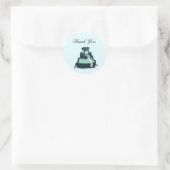 Sticker Rond Gâteau de Mariage Turquoise Merci (Sac)