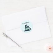 Sticker Rond Gâteau de Mariage Turquoise Merci (Enveloppe)