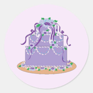 Sticker Rond Gâteau de mariage violet