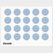 Sticker Rond Gâteau de Pâques Lapin Bleu Poussiéreux Joyeux (Feuille)