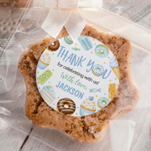 Sticker Rond Gâteau Donut Pastel Joyeux Anniversaire