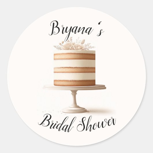 Sticker Rond Gâteau Élégant Blanc Fleurs Mariage (Devant)