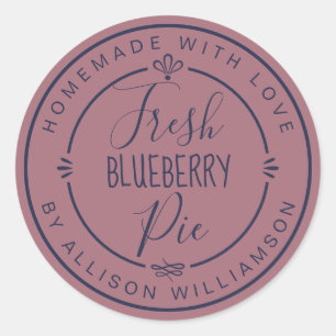 Sticker Rond Gâteau fait maison Rose Poussiéreux Bleu Foncé