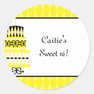 Sticker Rond Gâteau jaune et noir