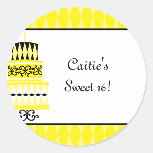 Sticker Rond Gâteau jaune et noir (Devant)