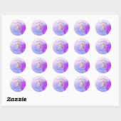 Sticker Rond Gâteau Licorne Étincelle Bleu Violet 4ème Annivers (Feuille)