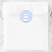 Sticker Rond Gâteau Mariage bleu et blanc (Sac)