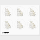 Sticker Rond Gâteau Mariage multicouche (Feuille)