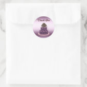 Sticker Rond Gâteau Moderne Violet Merci (Sac)