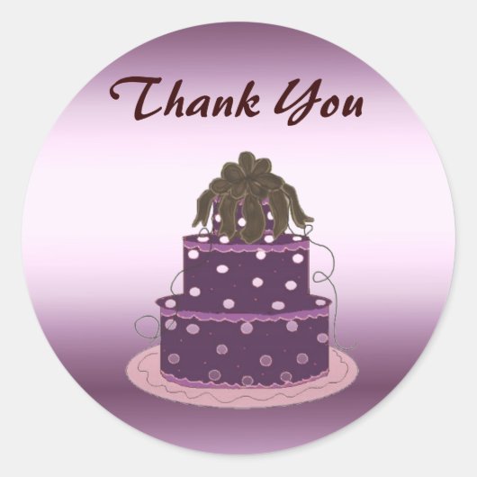 Sticker Rond Gâteau Moderne Violet Merci (Devant)