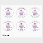 Sticker Rond Gâteau personnalisable Cupcake rose Merci (Feuille)