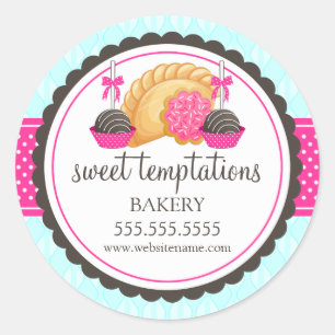 Sticker Rond Gâteau Pops Cookie Turnover Bakery Box Seals