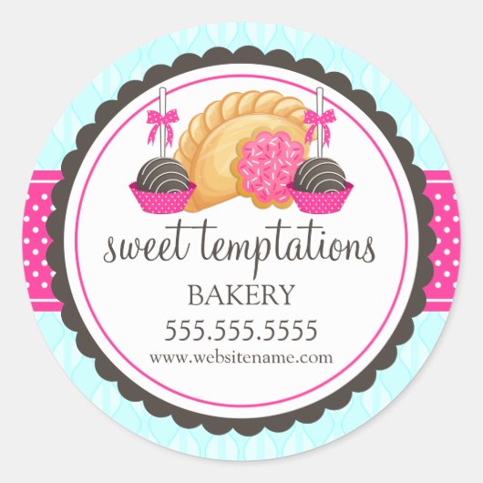 Sticker Rond Gâteau Pops Cookie Turnover Boulangerie Boîte Seau (Devant)