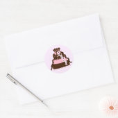 Sticker Rond Gâteau rose et chocolat élégant (Enveloppe)