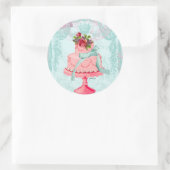 Sticker Rond Gâteau rose et Couronnes (Sac)