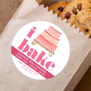 Sticker Rond Gâteau Rose Orange Or Pâtisserie Chef Cuisine Gras