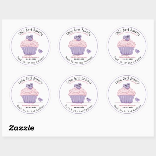 Sticker Rond Gâteau rose personnalisable Merci Boulangerie (Feuille)