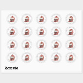 Sticker Rond Gâteau rouge velours glaçé (Feuille)