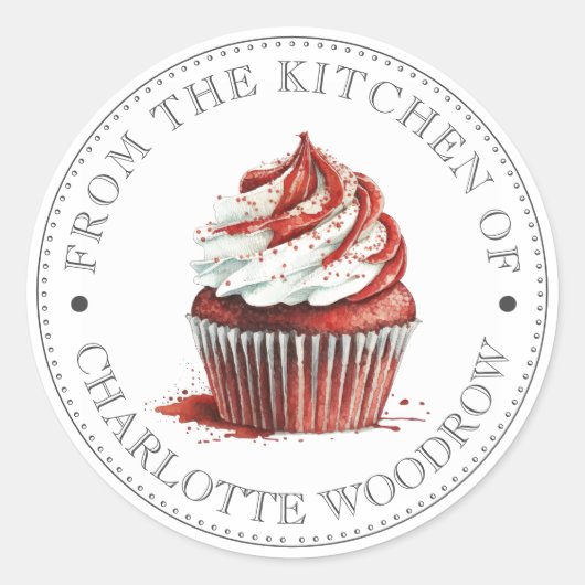 Sticker Rond Gâteau rouge velours glaçé (Devant)