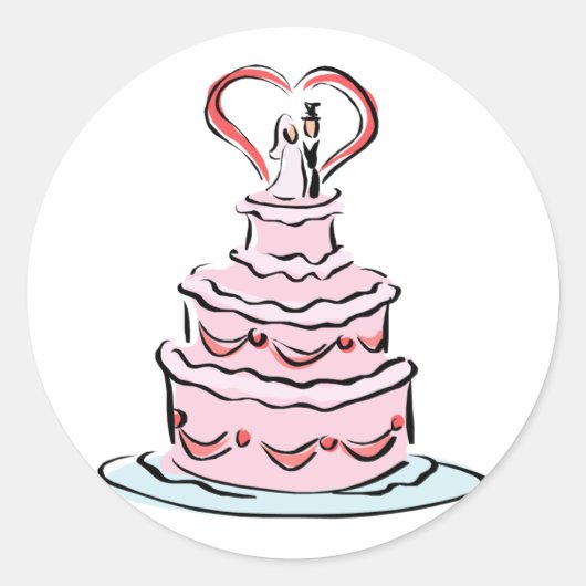 Sticker Rond Gâteau simple Mariage (Devant)