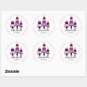 Sticker Rond Gâteaux d'anniversaire rose et noir (Feuille)