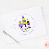 Sticker Rond Gâteaux d'anniversaire violet Joyeux anniversaire (Enveloppe)