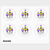 Sticker Rond Gâteaux d'anniversaire violet Joyeux anniversaire (Feuille)