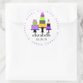 Sticker Rond Gâteaux d'anniversaire violet Joyeux anniversaire (Sac)