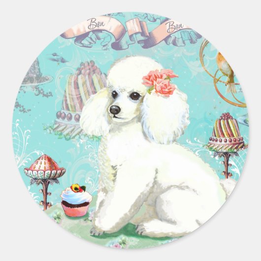 Sticker Rond Gâteaux de caniche (Devant)
