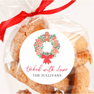 Sticker Rond Gâteaux de Noël au pain d'épice cuits avec amour